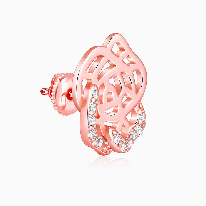 Rose Gold Rosette Filigree Earrings