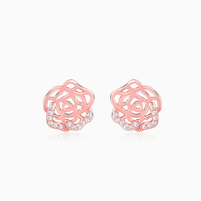 Rose Gold Rosette Filigree Earrings