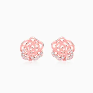 Rose Gold Rosette Filigree Earrings