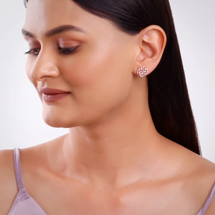 Rose Gold Rosette Filigree Earrings
