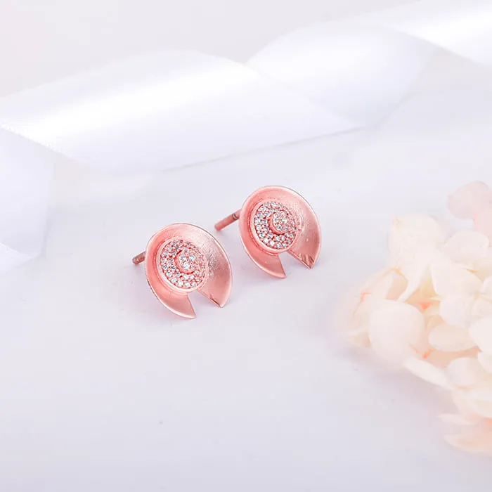 Rose Gold Shimmering Love Stud Earrings