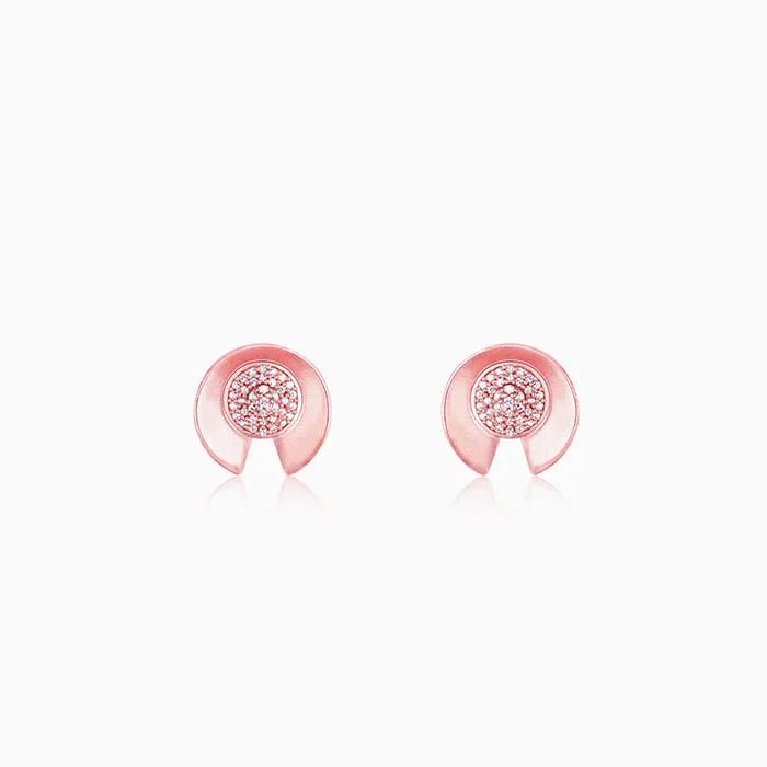 Rose Gold Shimmering Love Stud Earrings