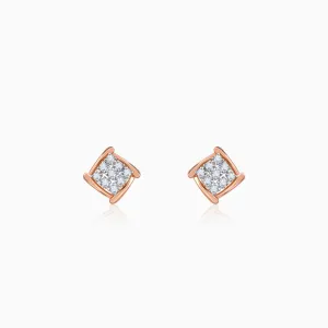 Rose Gold Sparkling Square Diamond Earrings