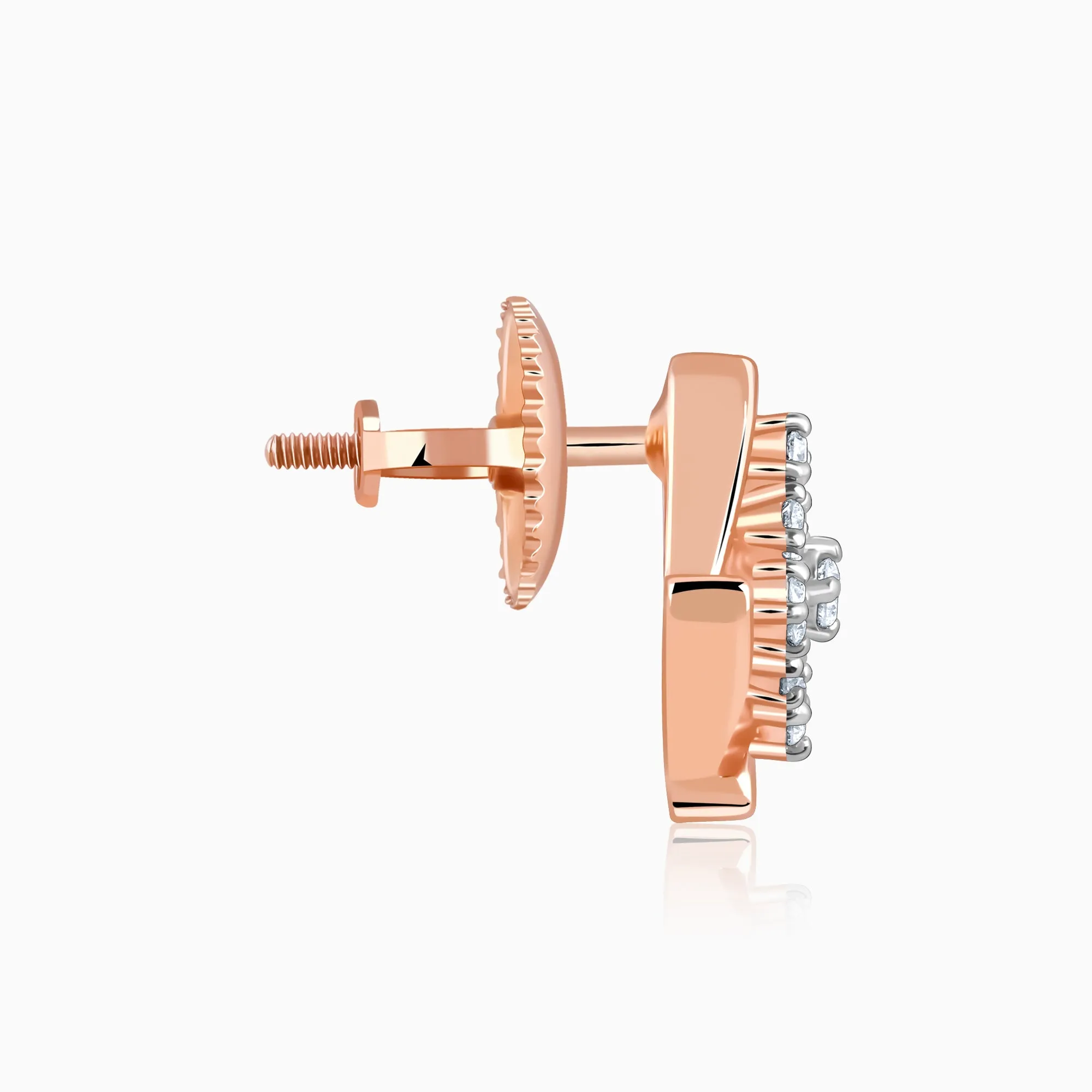 Rose Gold Sparkling Square Diamond Earrings
