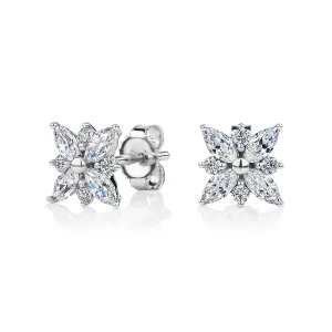 Round Brilliant and Marquise stud earrings with 0.84 carats* of diamond simulants in 10 carat white gold