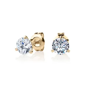 Round Brilliant stud earrings with 1.52 carats* of diamond simulants in 10 carat yellow gold
