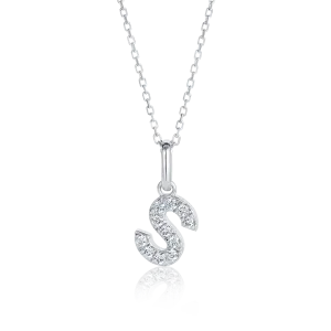 S Letter Pendant White Gold