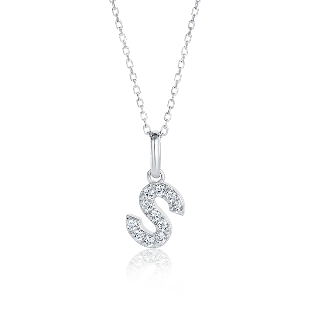 S Letter Pendant White Gold