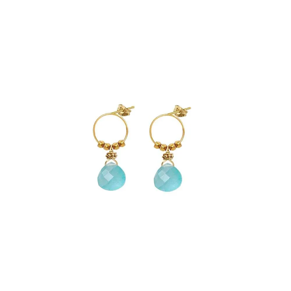 Satellite Drop Earrings Turquoise Jade - 18k Gold