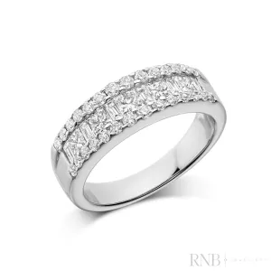 Semi Eternity Princess Cut, Baguette & Round Diamond Band