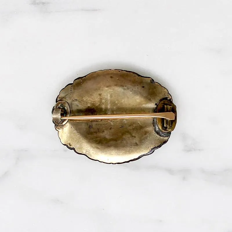Sentimental Brunette Hair Work Brooch c. 1850