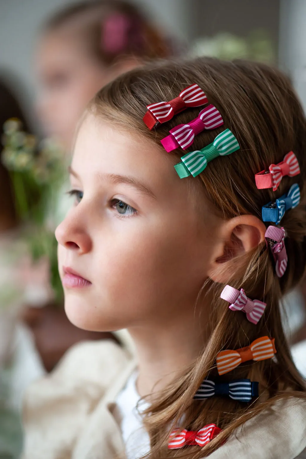 Set of 5 Small Bows - Stripes - Bright
