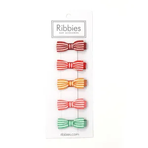 Set of 5 Small Bows - Stripes - Bright