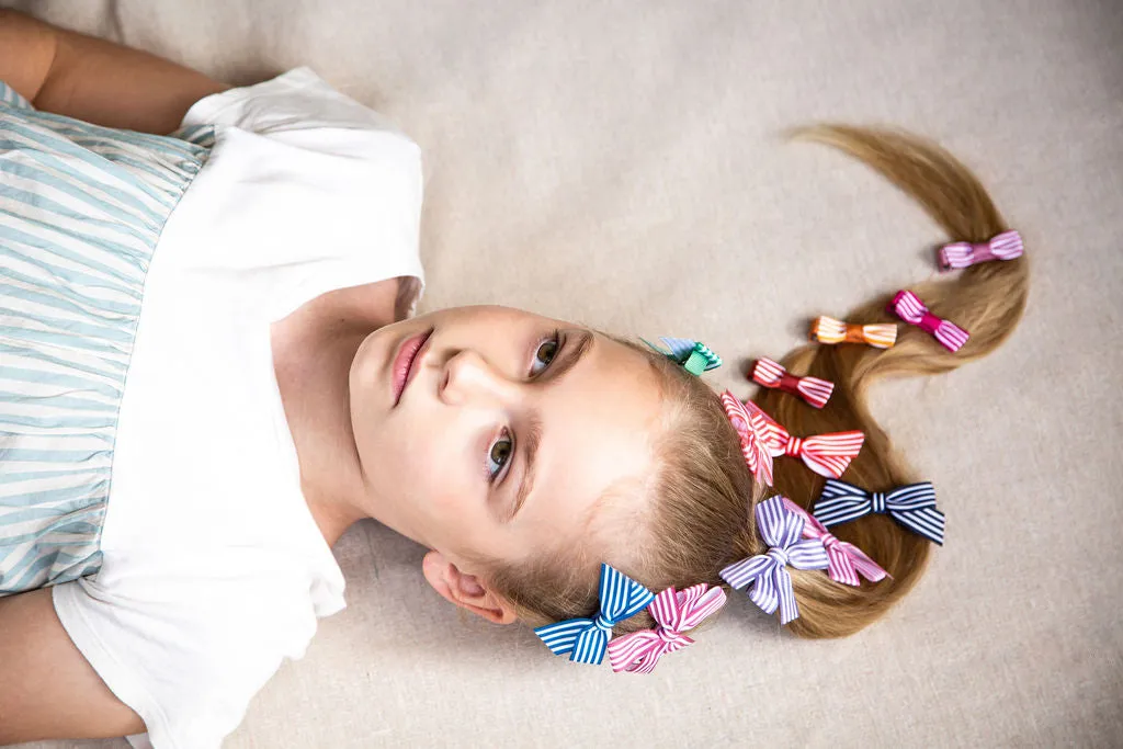 Set of 5 Small Bows - Stripes - Bright