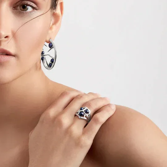 Shaun Leane Blackthorn Sterling Silver Black Pearl Triple Ring