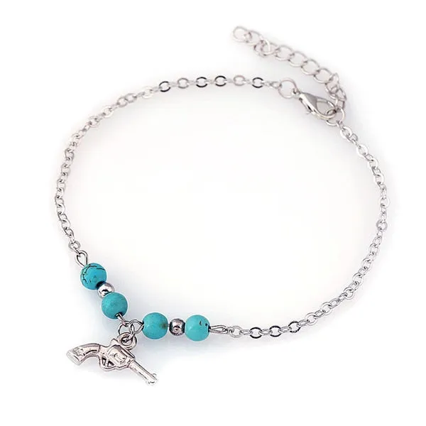 SHEEGIOR Sexy Barefoot Beach Turquoises Anklets Women Lovely Fatima Hand/Tree/Cross Silver Pendants Ankle Bracelets Foot Jewelry