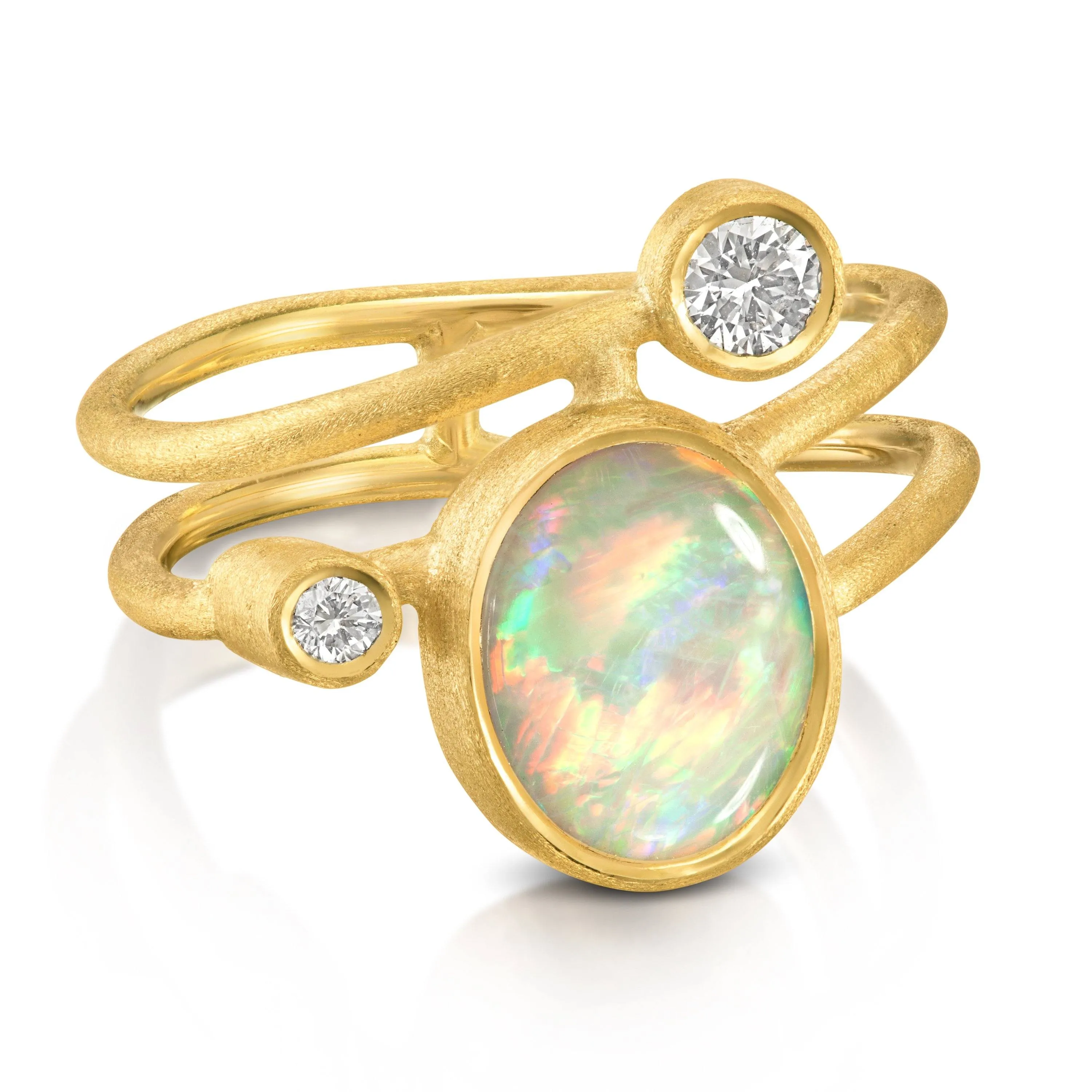 Shimell & Madden Australian Opal Diamond Gold Gamma Ellipse Ring