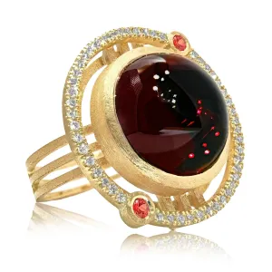 Shimell and Madden One of a Kind Garnet Sapphire Diamond Handmade Ring
