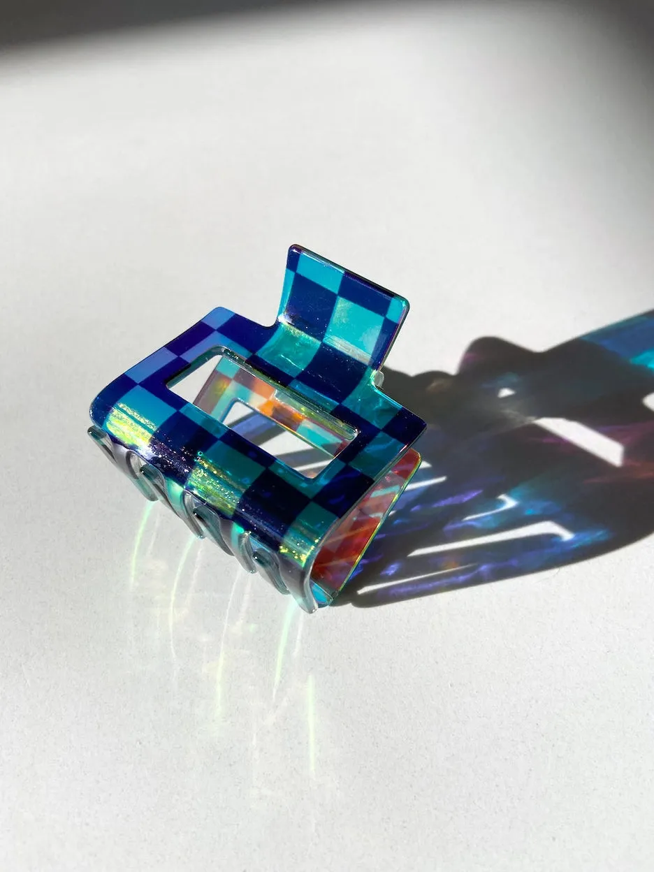 Shimmery Checkered Claw Clip