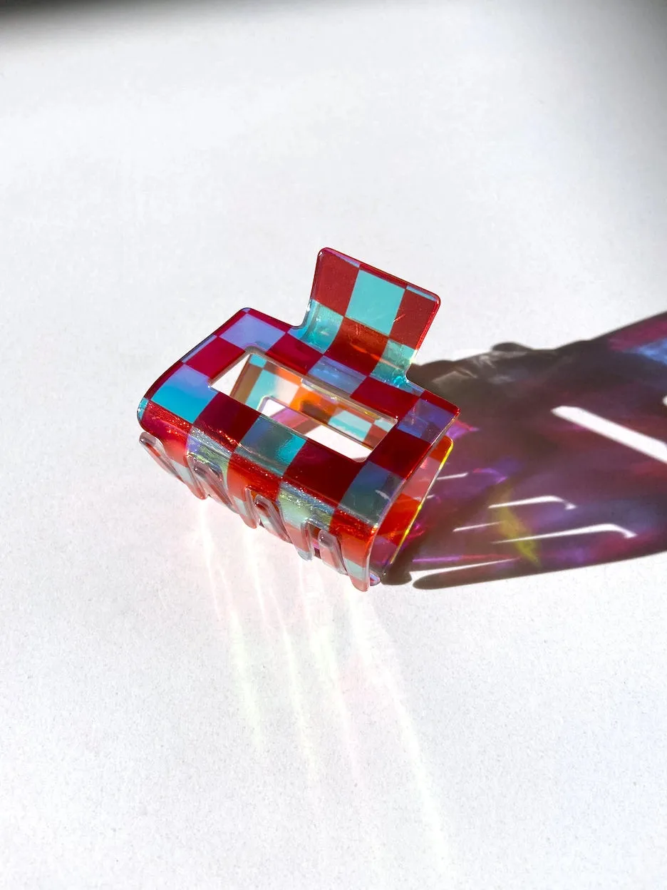 Shimmery Checkered Claw Clip