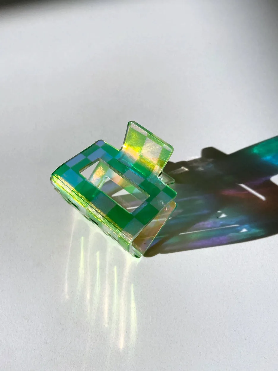 Shimmery Checkered Claw Clip