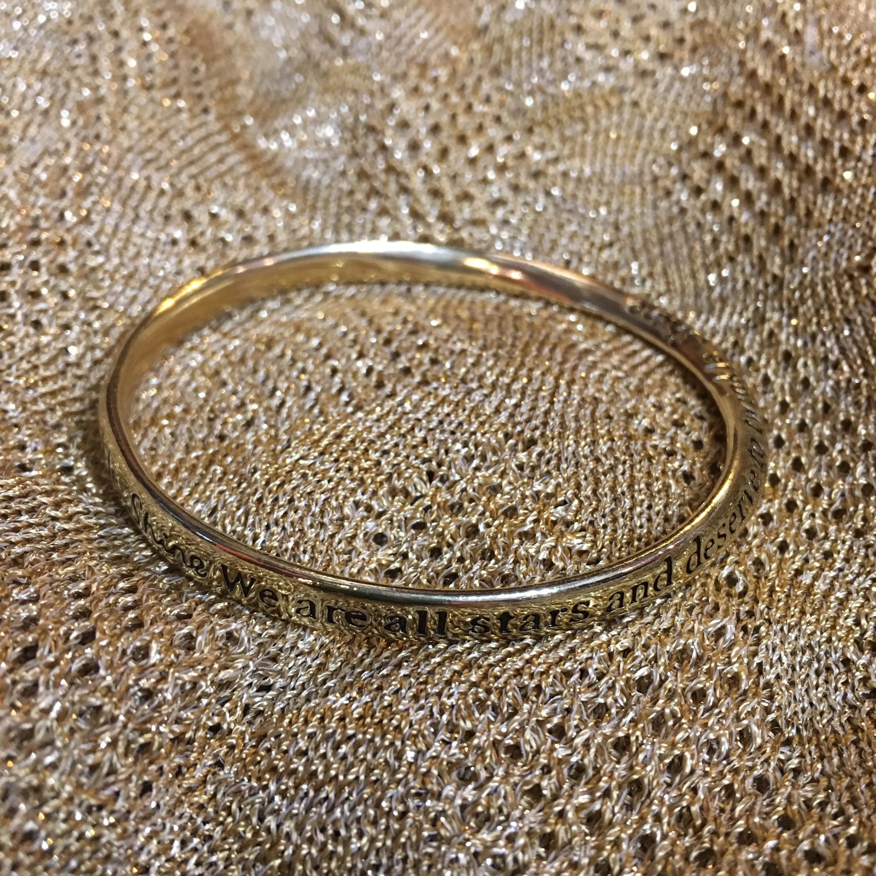 Shine... we are all stars and deserve to twinkle... gold tone metal Bangle Bracelet