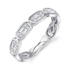 Shy Creation "Aleera Collection" Baguette Diamond Band in 14K White Gold