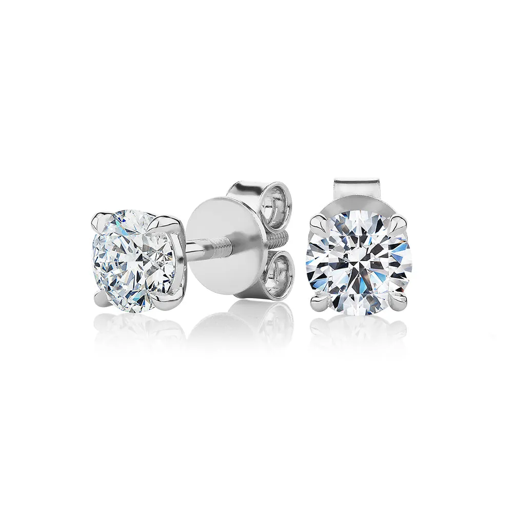Signature Simulant Diamond 1.40 carat* TW round brilliant stud earrings in 14 carat white gold