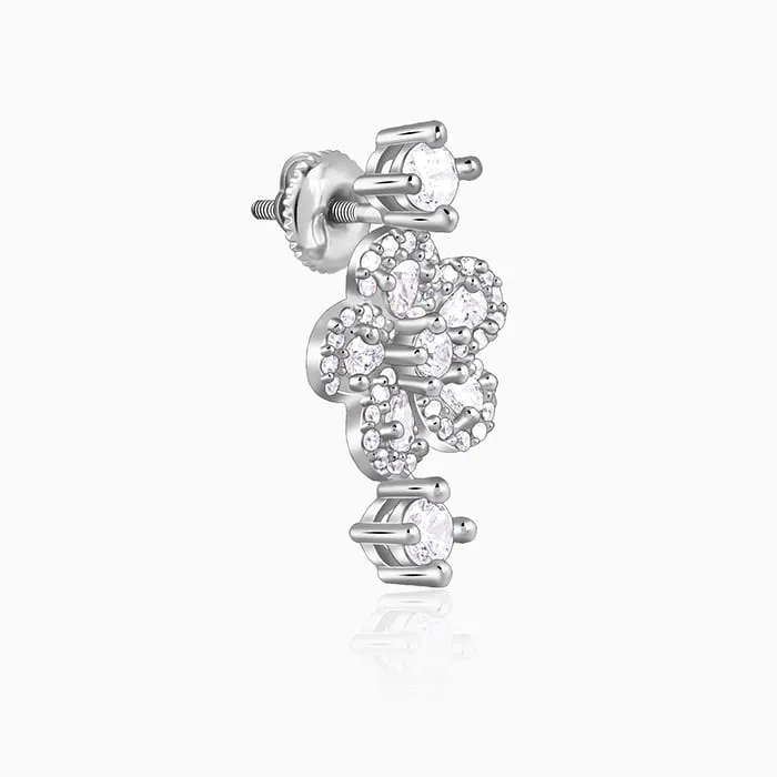 Silver Floral Flush Earrings