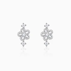 Silver Floral Flush Earrings