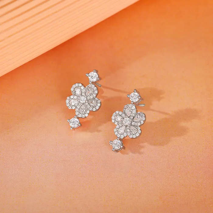 Silver Floral Flush Earrings