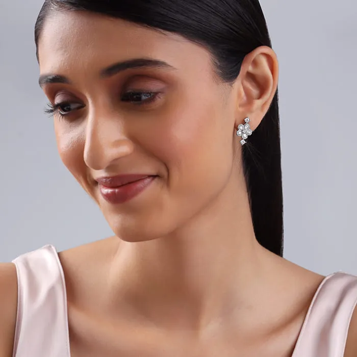 Silver Floral Flush Earrings