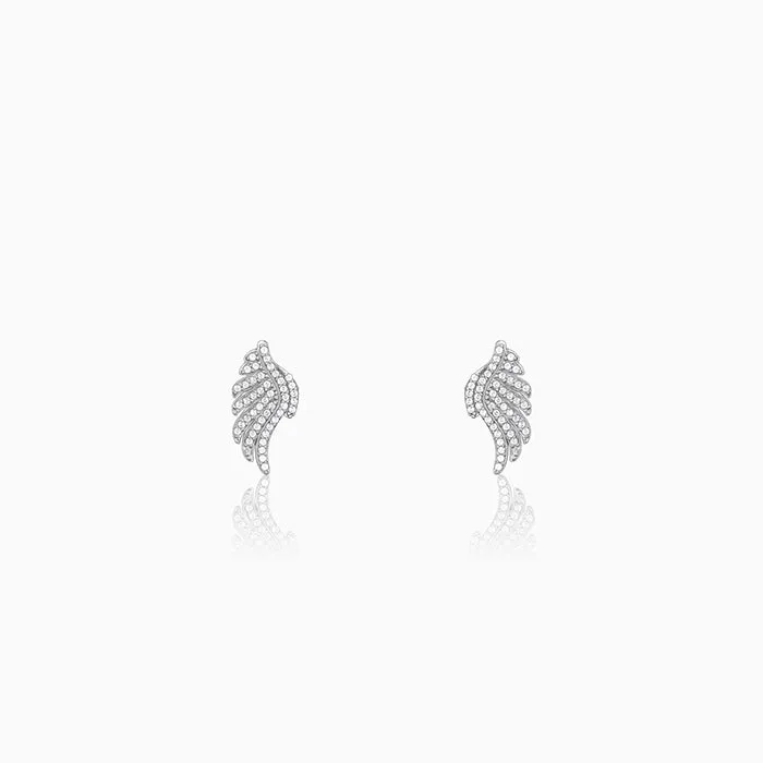 Silver Glittering Wing Earrings