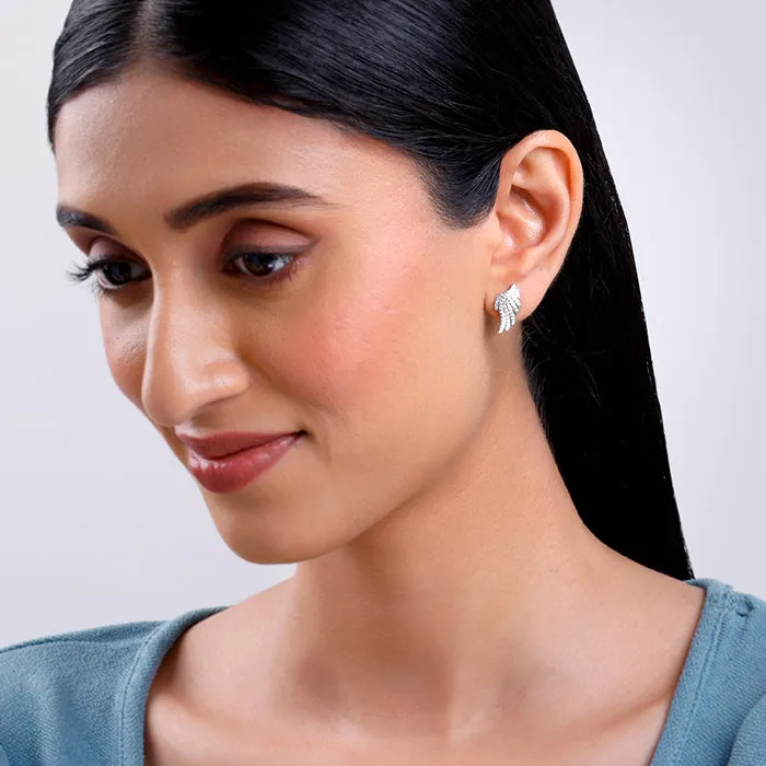 Silver Glittering Wing Earrings