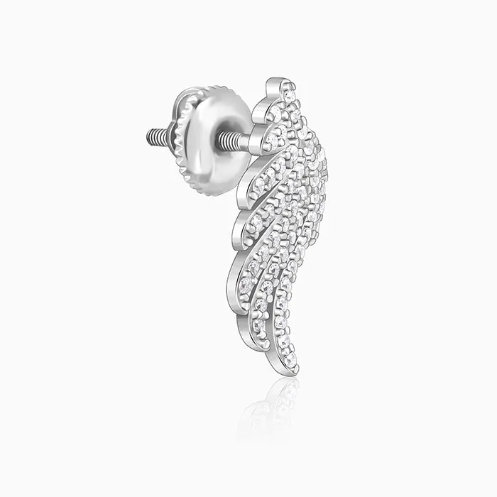 Silver Glittering Wing Earrings