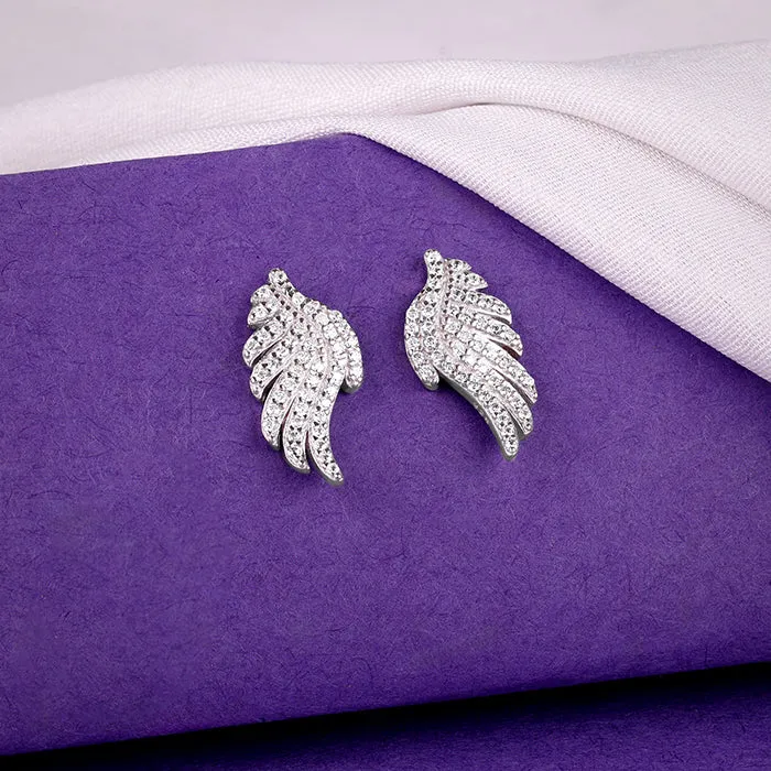Silver Glittering Wing Earrings