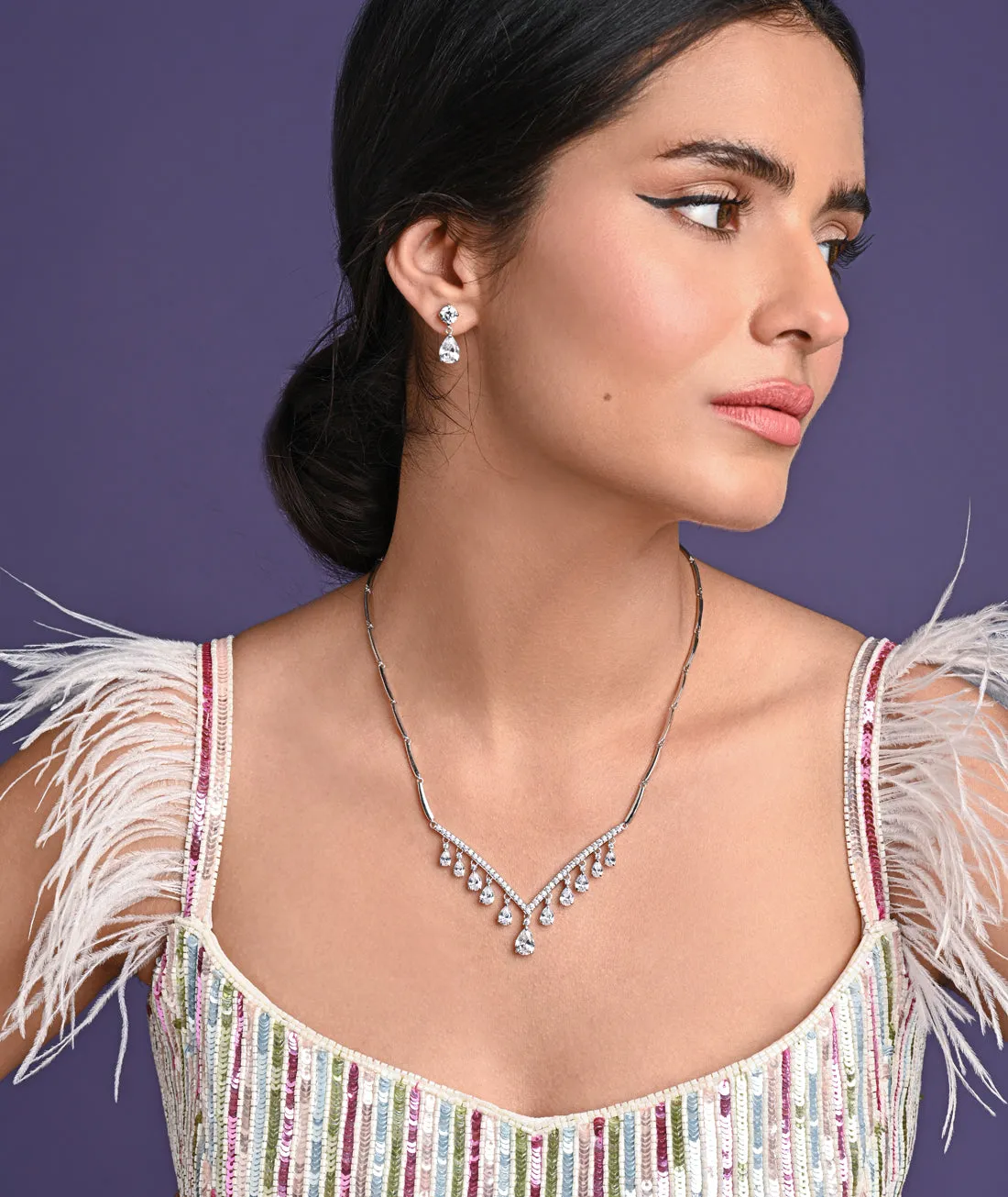 Silver Liba Necklace Jewellery Set