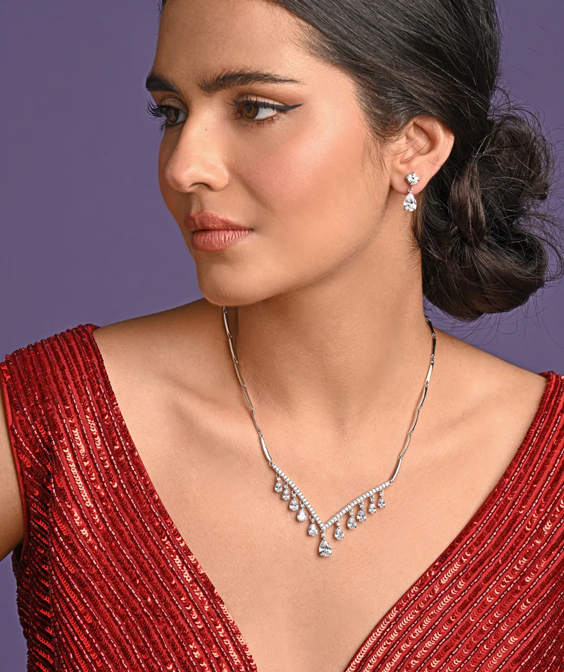 Silver Liba Necklace Jewellery Set
