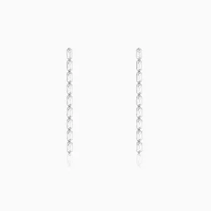 Silver Line of Zircon Dangler Earrings