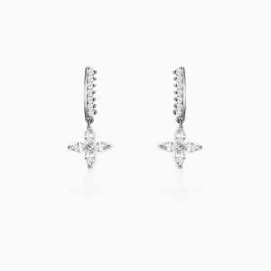 Silver Zircon Floret Drop Earrings