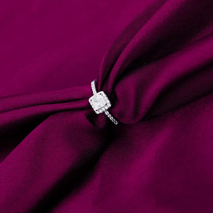Silver Zircon Squared Beauty Ring