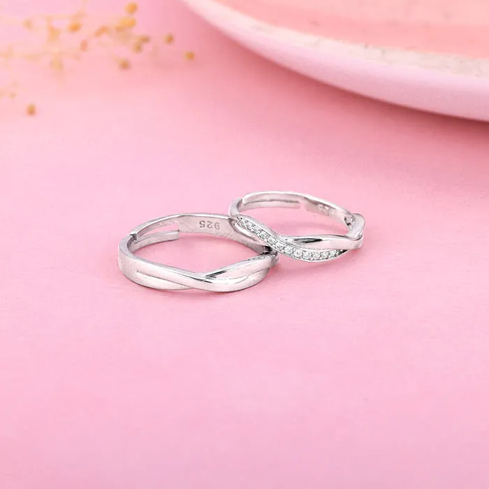 Silver Zirconia Twist Couple Bands