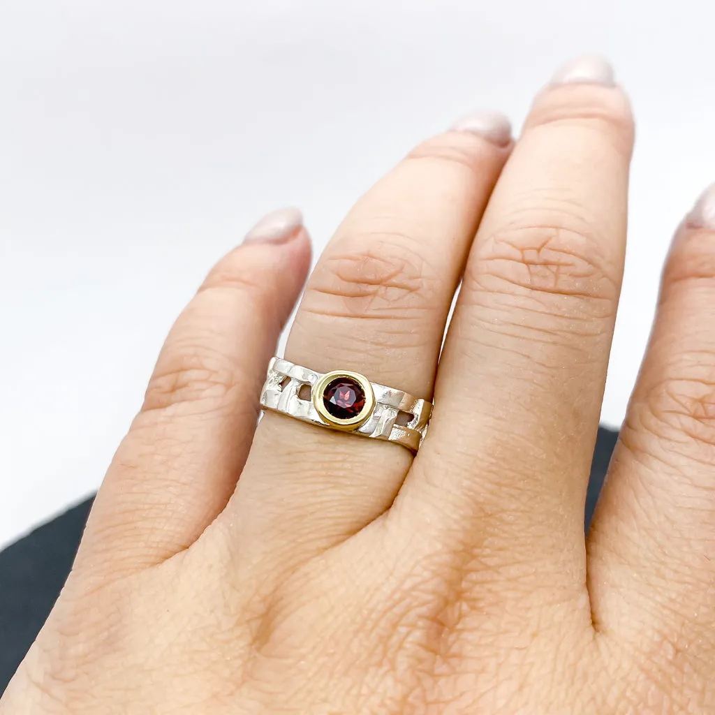 Skinny Woven Basket Citrine Bezel Ring
