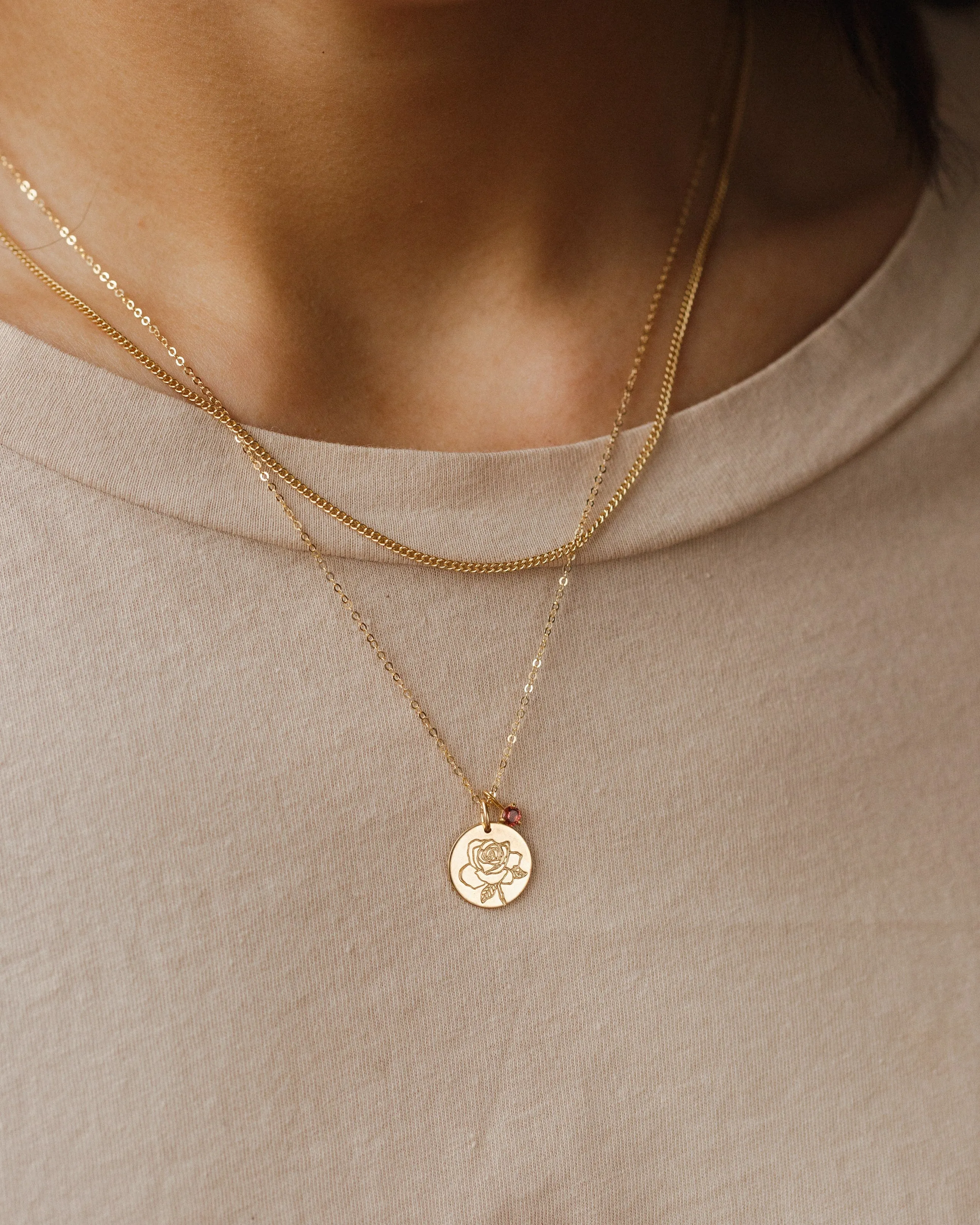 Solid Gold Flora Birthstone Necklace