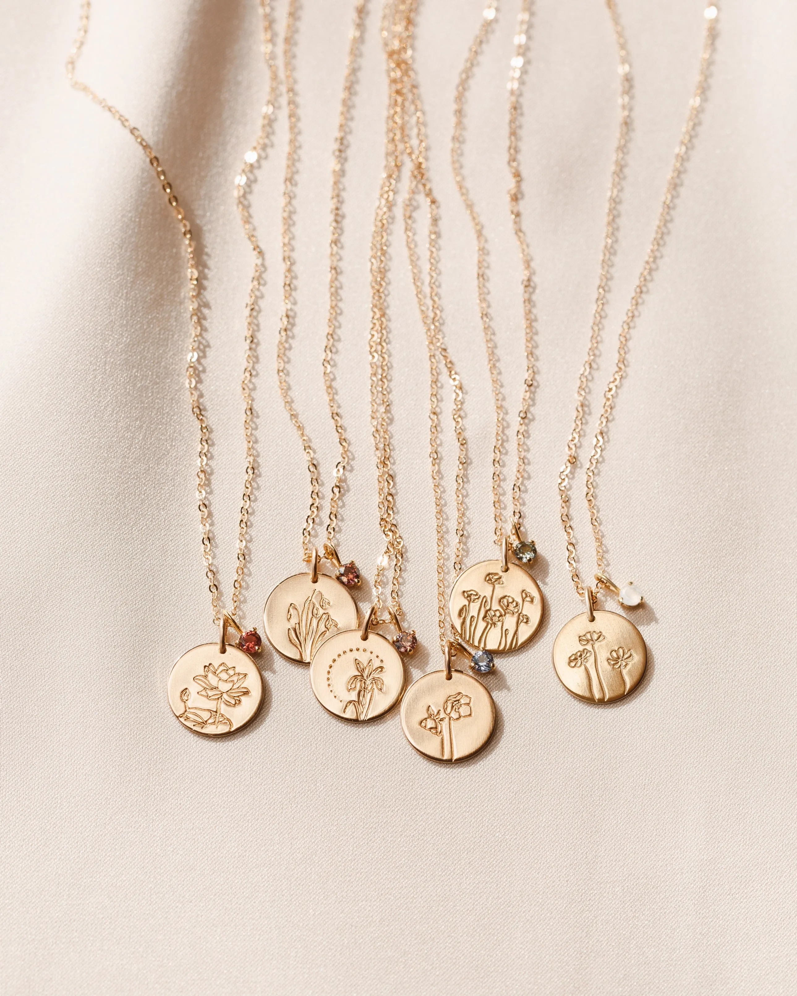 Solid Gold Flora Birthstone Necklace