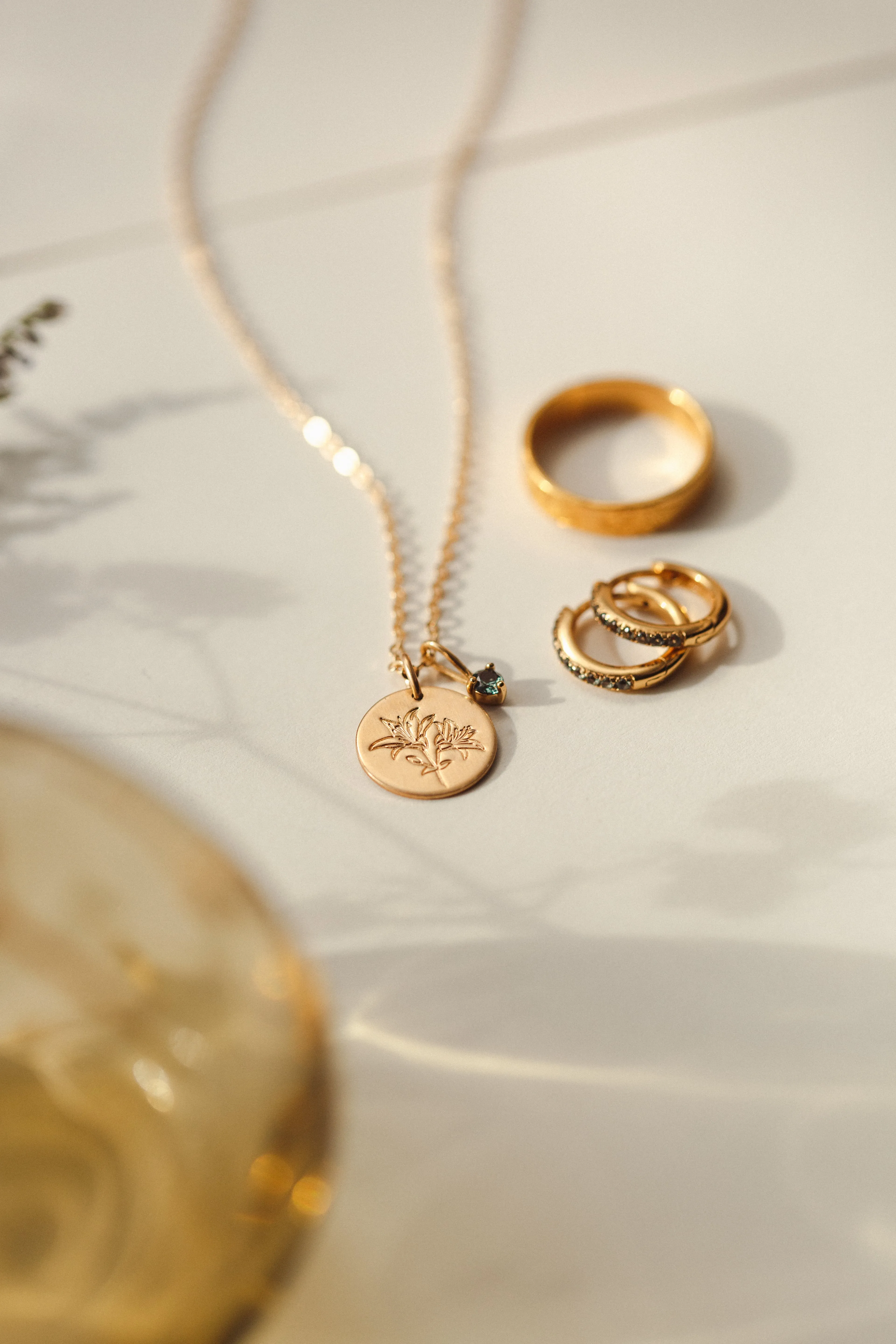 Solid Gold Flora Birthstone Necklace