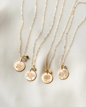 Solid Gold Flora Birthstone Necklace