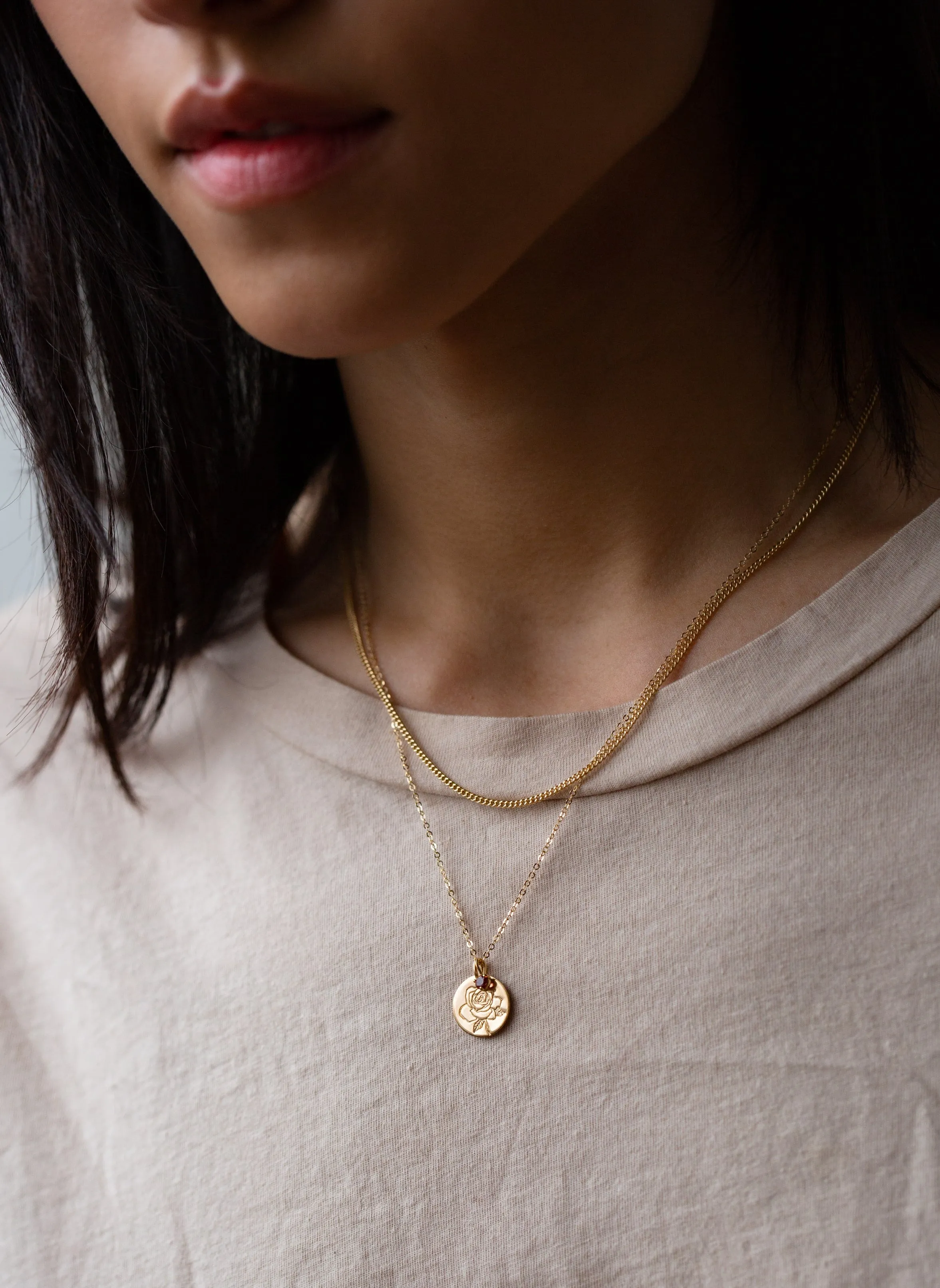 Solid Gold Flora Birthstone Necklace