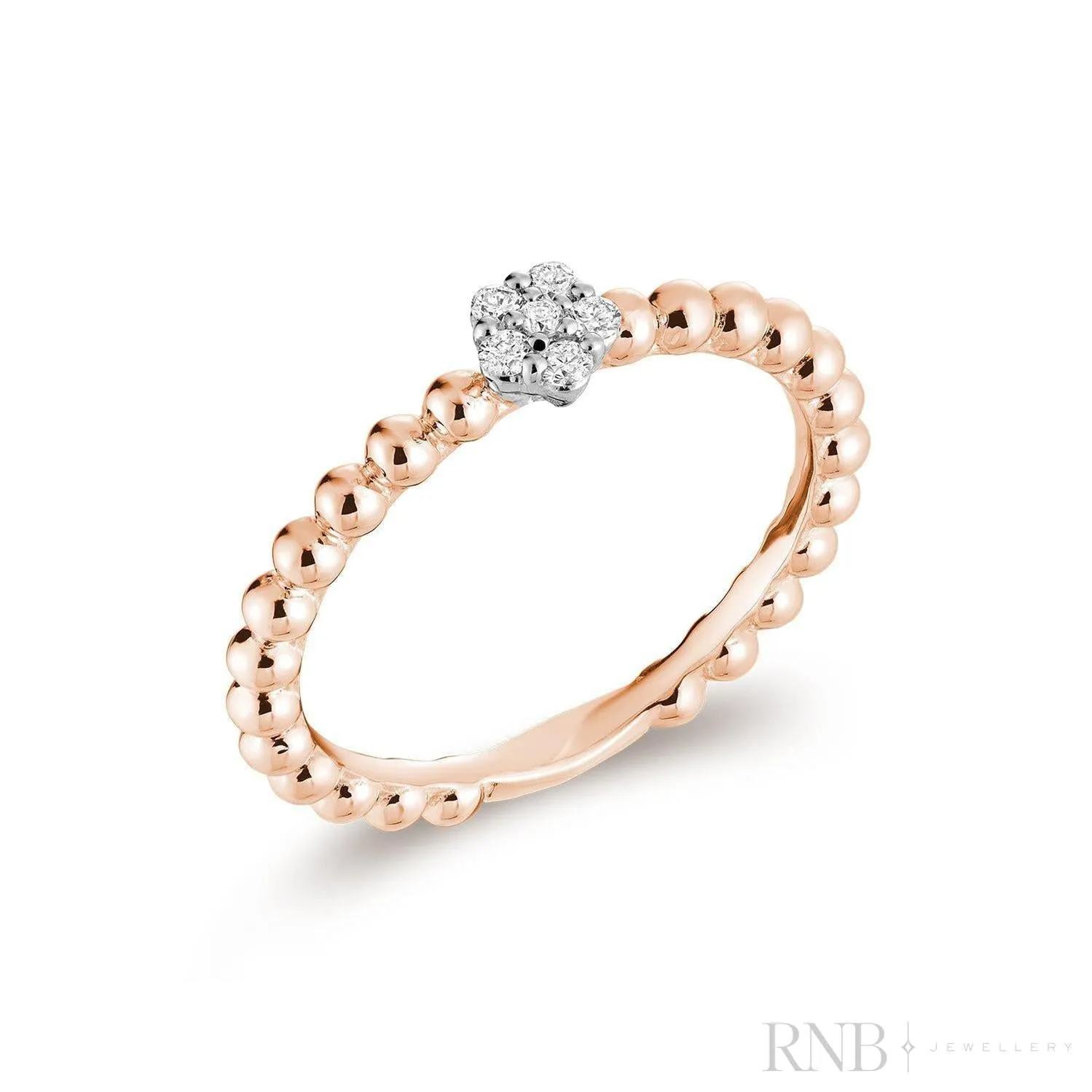 Solitaire Bead Flower Diamond Ring