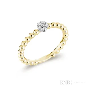 Solitaire Bead Flower Diamond Ring